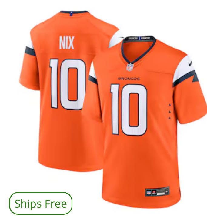 Men Denver Broncos 10 Nix Nike Orange 2024 NFL Draft First Round Pick Player Game Jersey